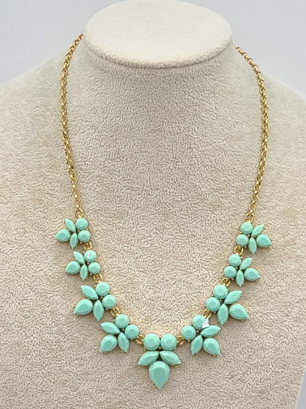 J Crew Blue Resin Necklace Gold Tone Chain